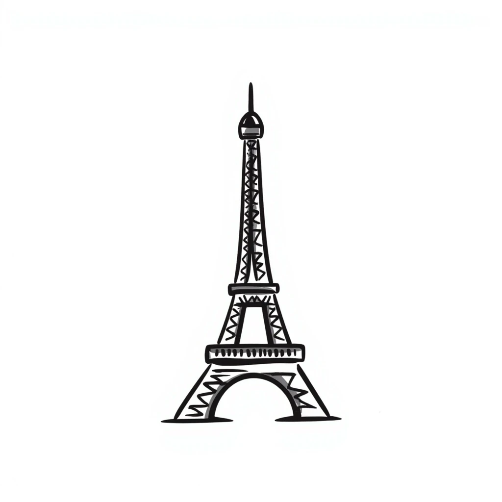 Eiffel Tower in a hand-drawn doodle style emoji