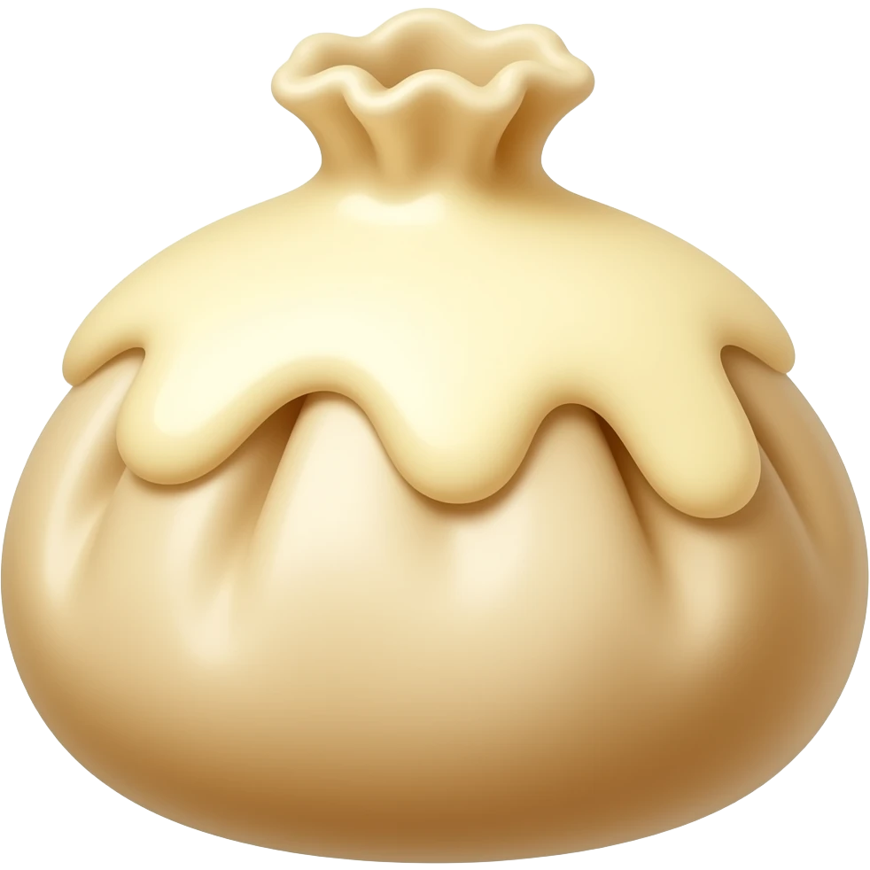 Yeast dumpling with vanilla sauce emoji