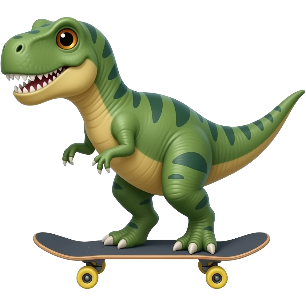 Dinosaur on a skateboard emoji