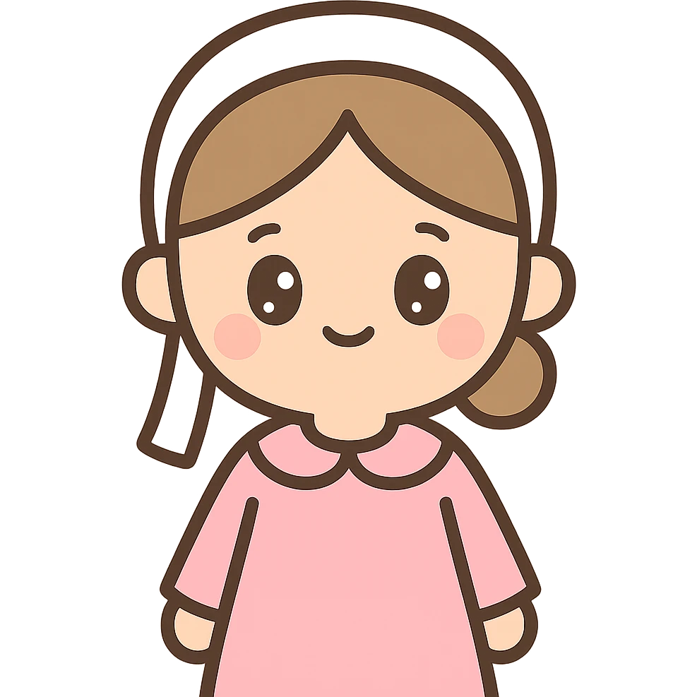 Kawaii Amish woman, pink dress, emoji style emoji
