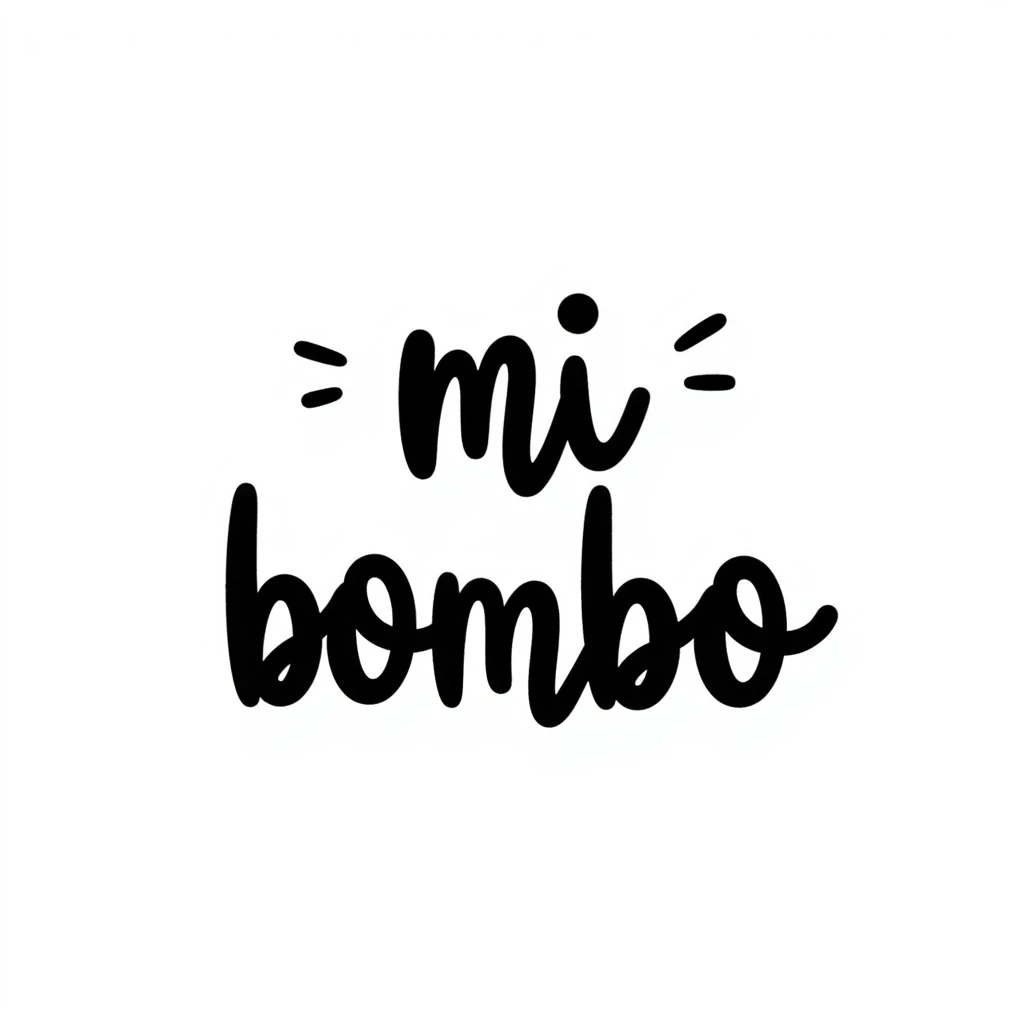 emoji with the text 'mi bombo', fun calligraphy style emoji