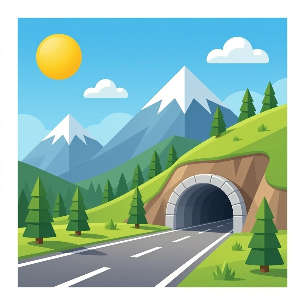 Tunnel on a mountain emoji