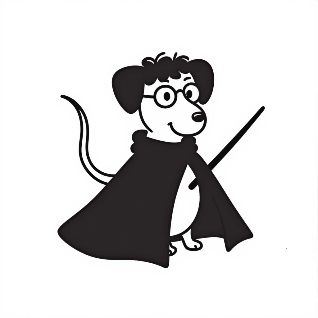 A dachshund in a Harry Potter costume emoji