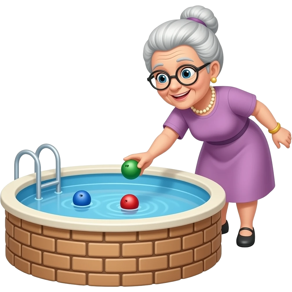 elder lady in small pool playing boules emoji