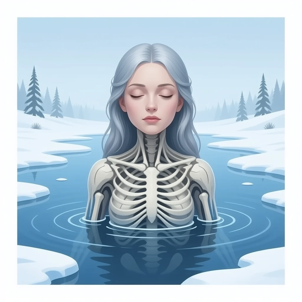 deformed ethereal upper body maiden's corpse hovers over frozen lake - a Gustave Doré piece, depicting traitors frozen in a lake of ice in the ninth circle of Dante's Inferno emoji