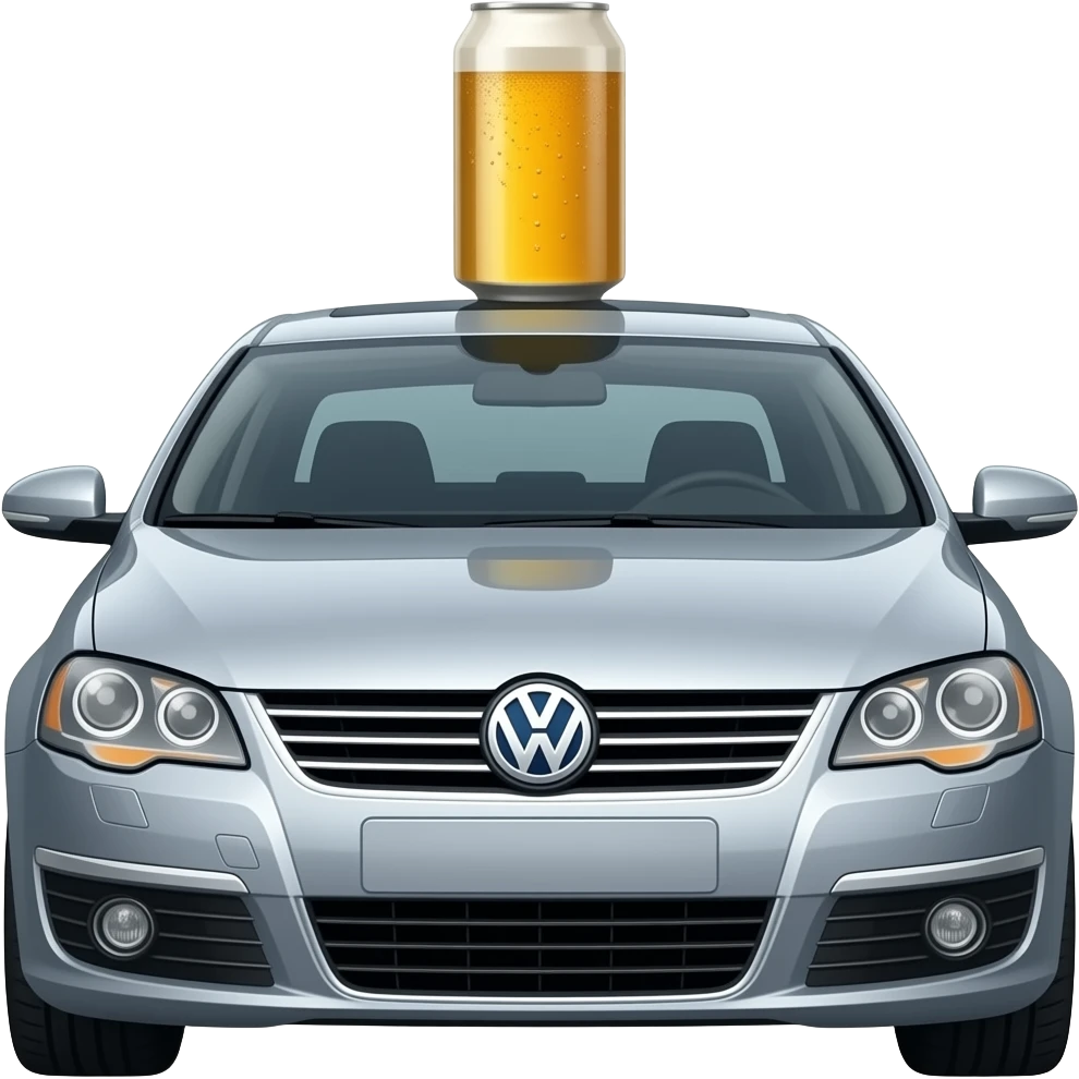Volkswagen Passat SS 2010 with a can of beer on the roof emoji