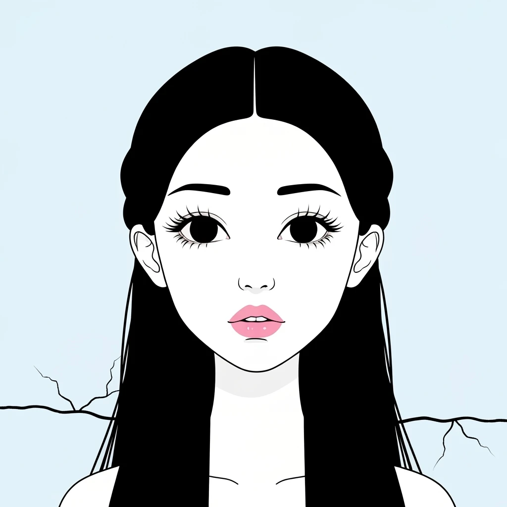pastel horror profile picture, cute, expressive, minimal, black color palette, variation 4 emoji