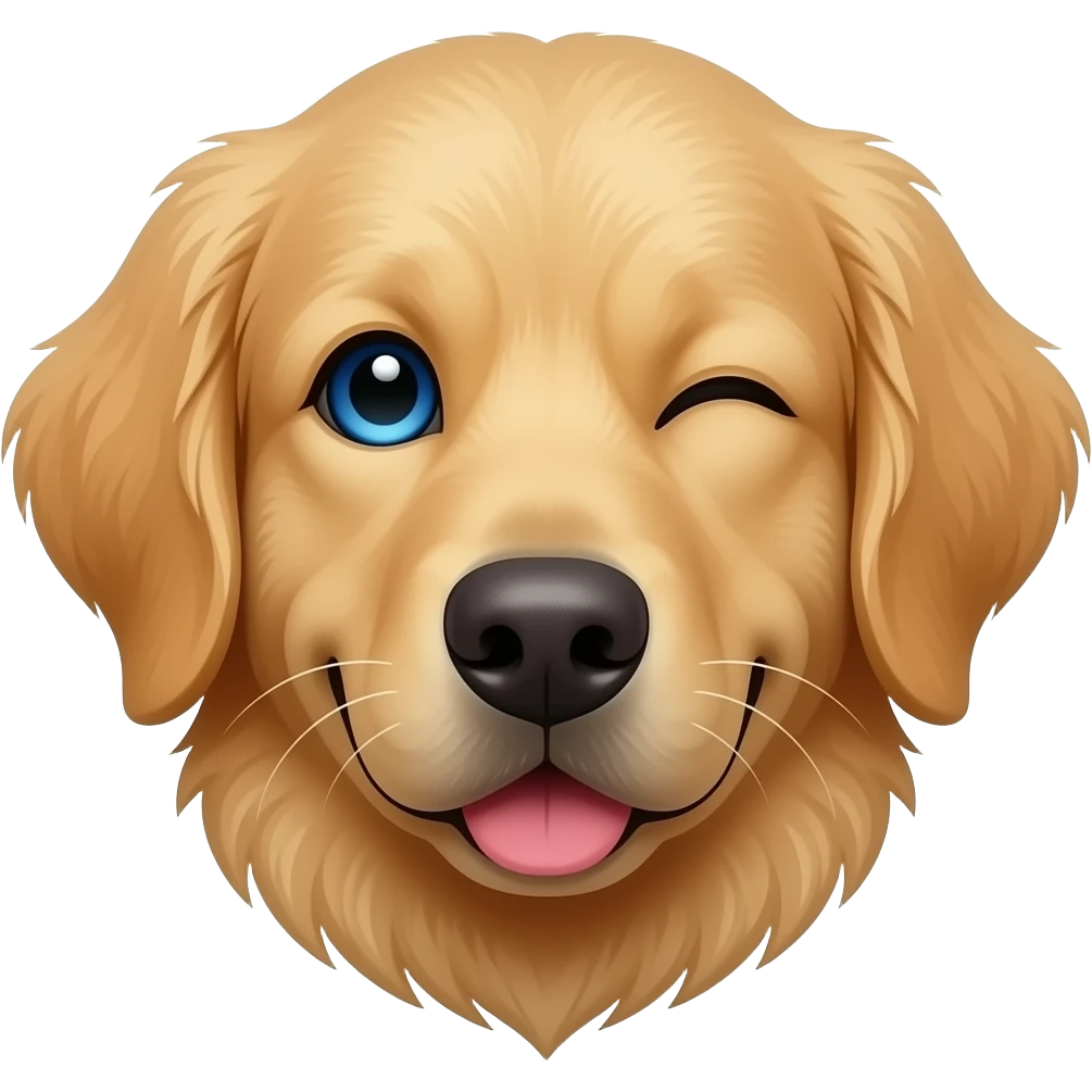 big dog head, winking emoji