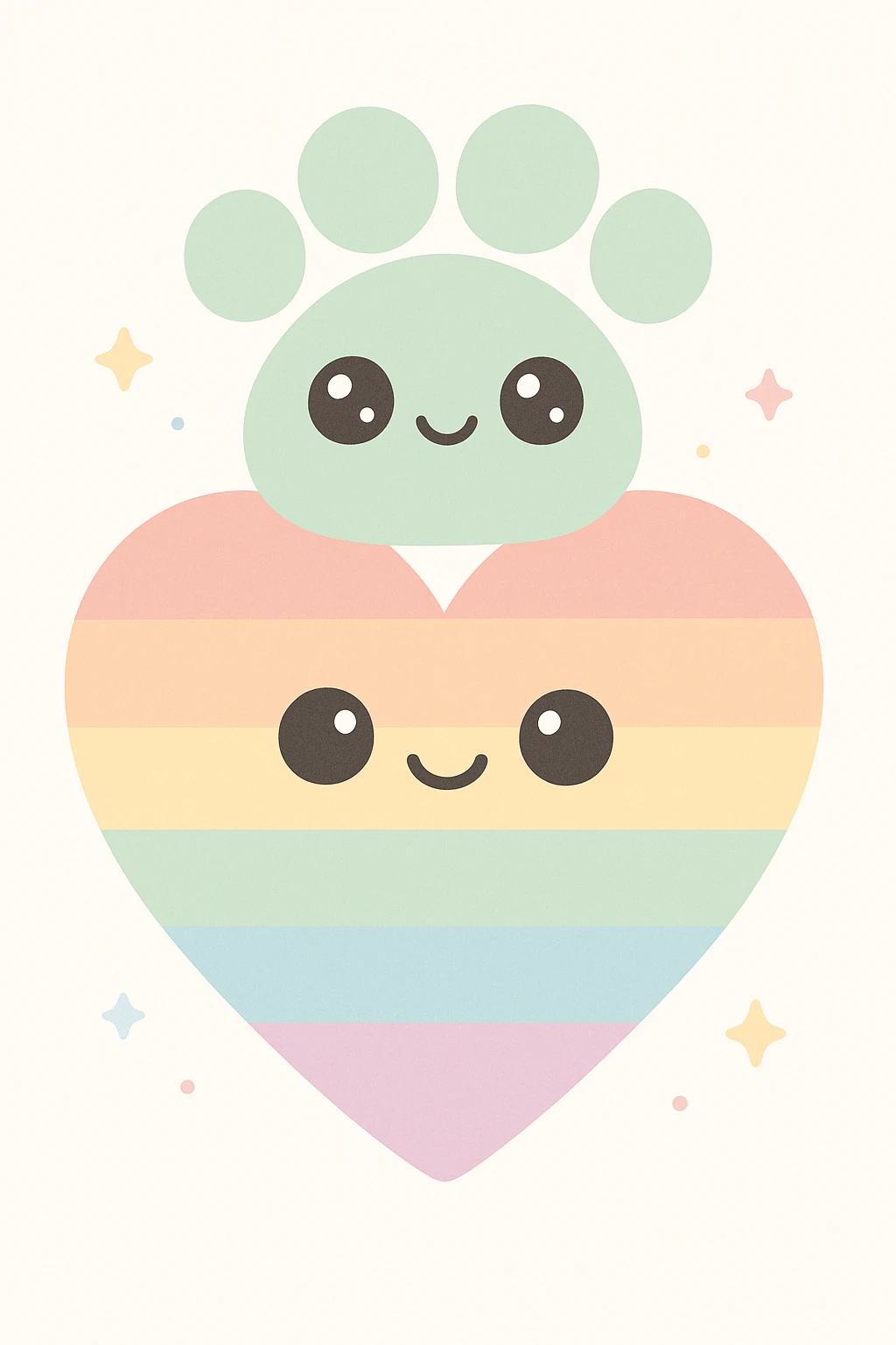 rainbow pride heart with a paw print on top, no text emoji