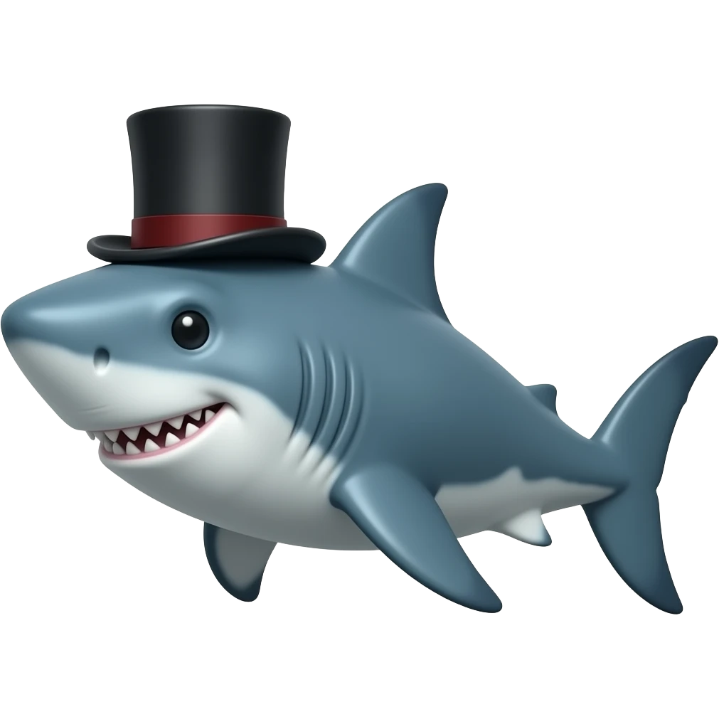 Shark with a top hat emoji