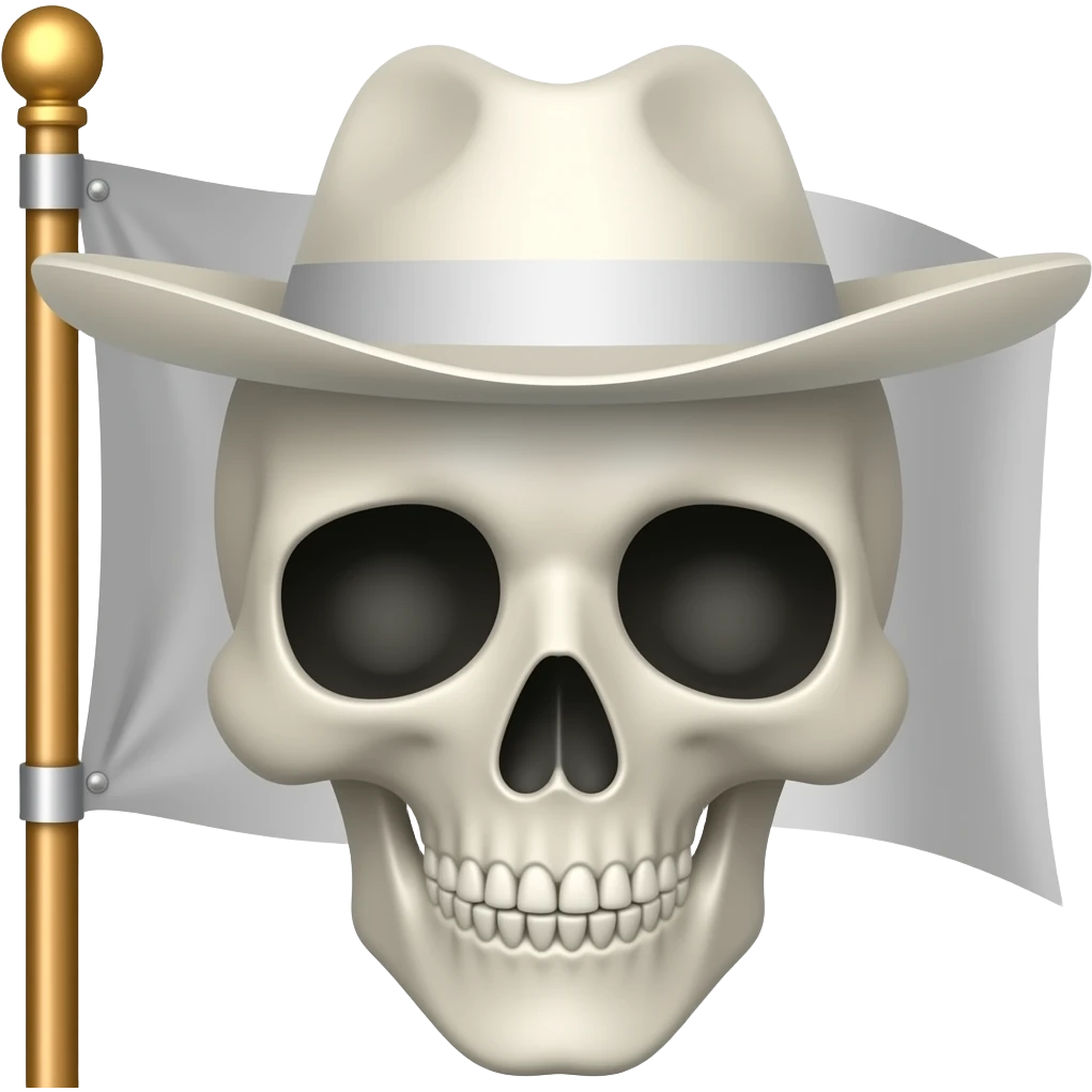 Skull flage emoji white straw hat emoji