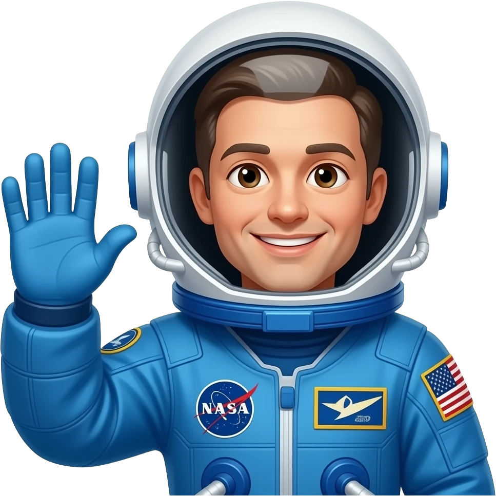 animated friendly Astronaut waving emoji