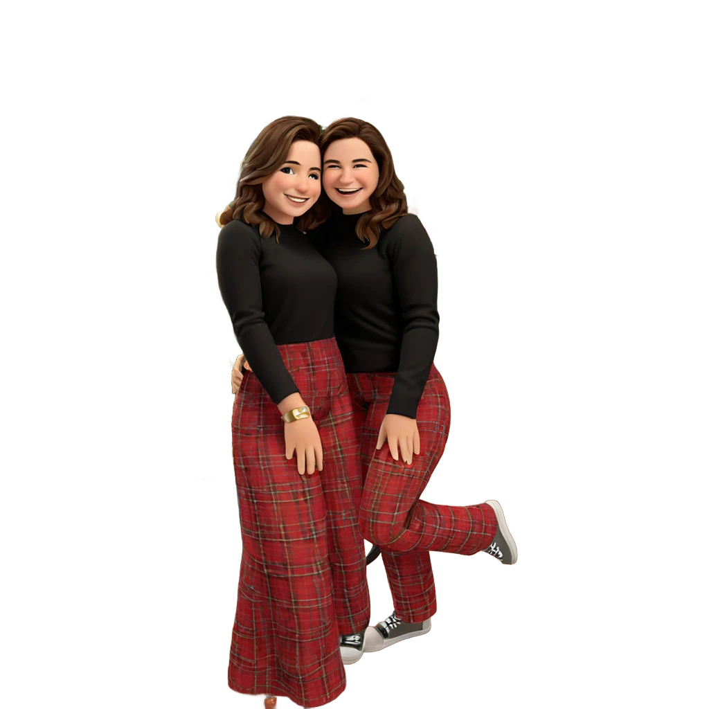 girls smiling by christmas tree emoji