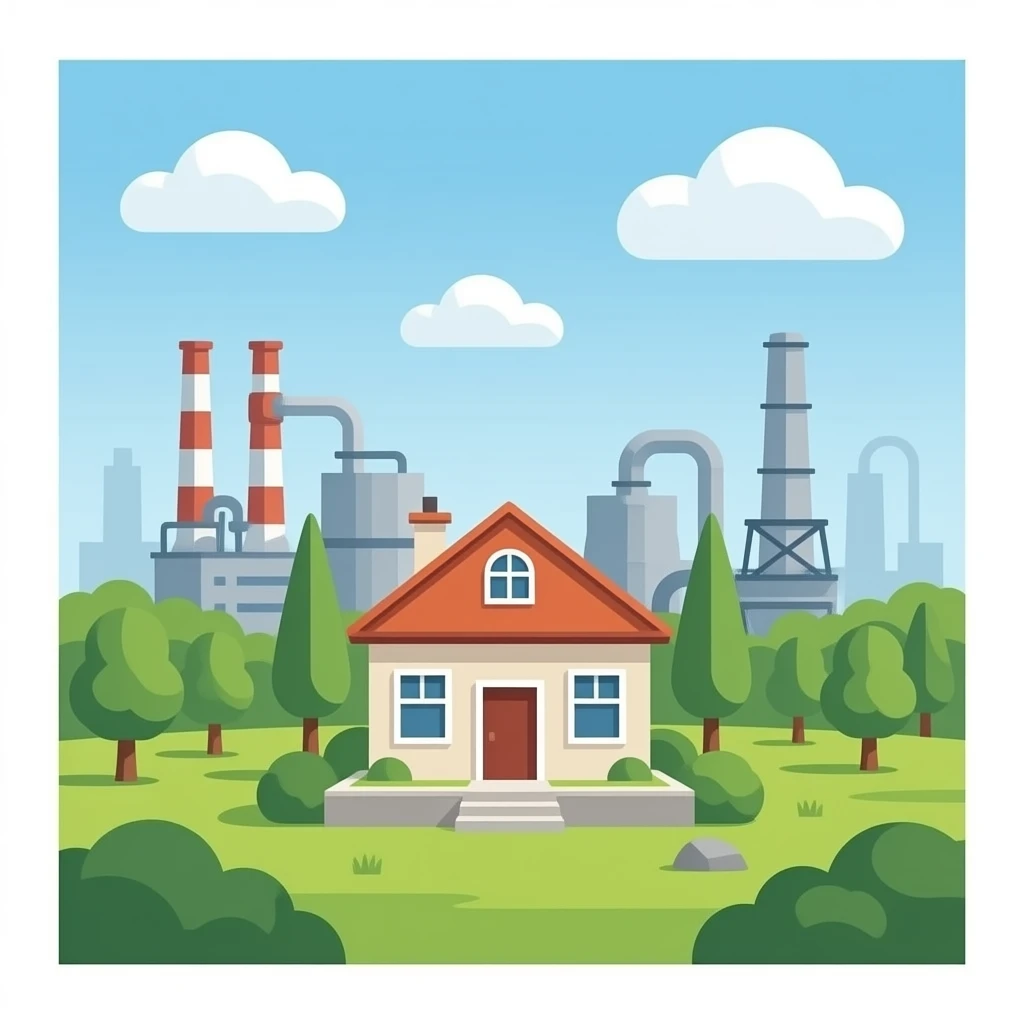 industrial area with house in the middle emoji
