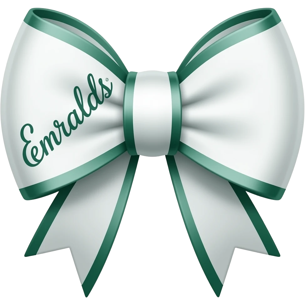 use this bow in white with dark green and add the words emeralds in calligraphy on the left emoji