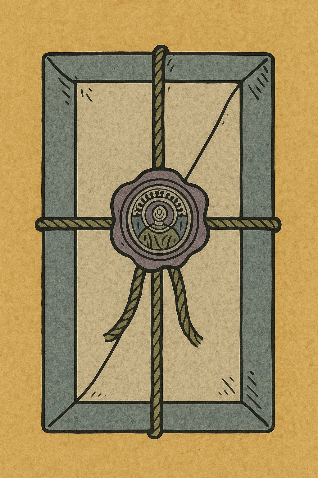 old-fashioned package, brown paper, twine, wax seal, retro look, no text emoji