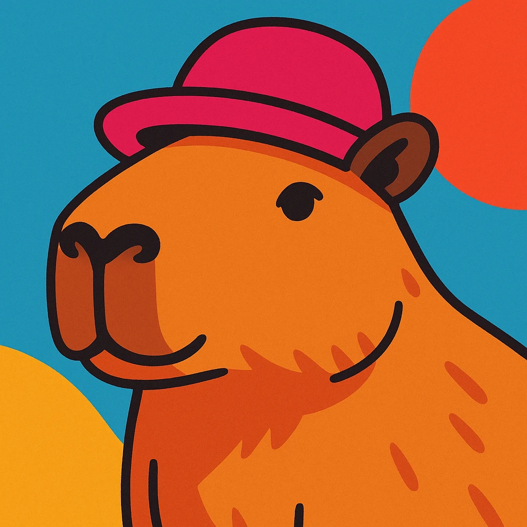A capybara wearing a raspberry-colored hat emoji