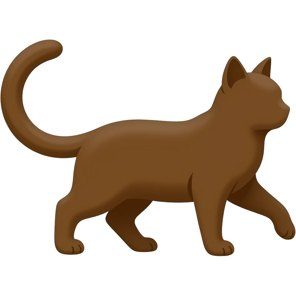 🐈Shadow of a cat, only the tail is visible brown color, prominent and curved, minimalistic silhouette, on transparent background
 emoji