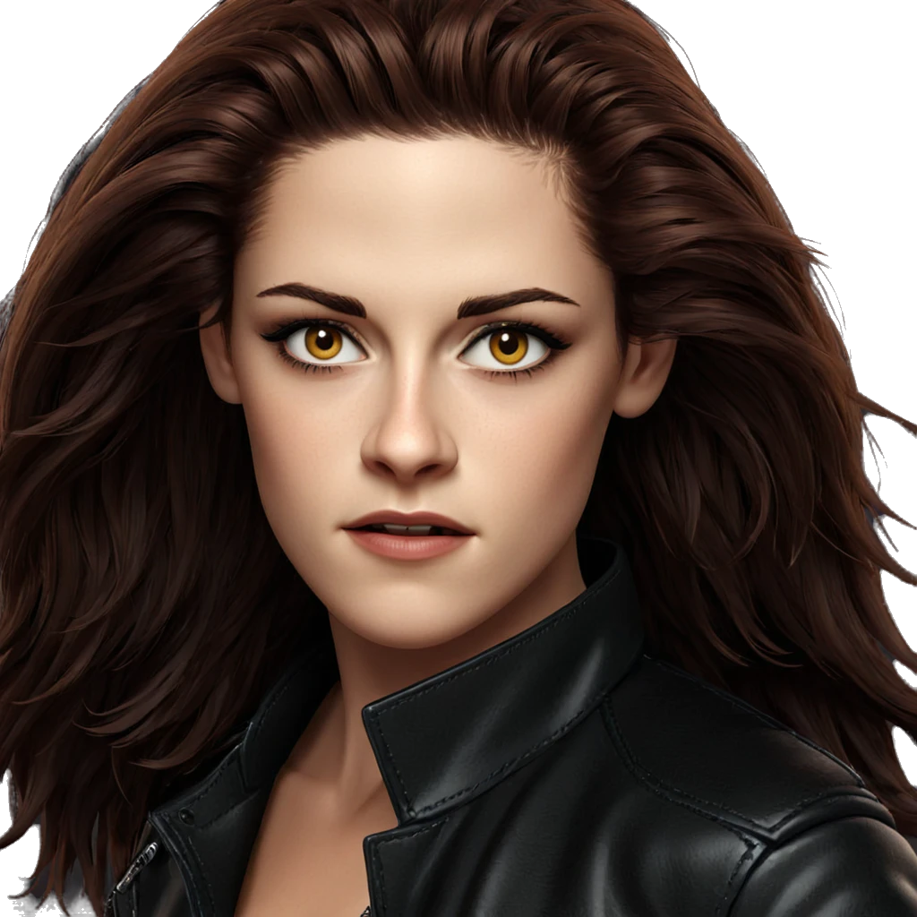 girl in leather jacket portrait emoji