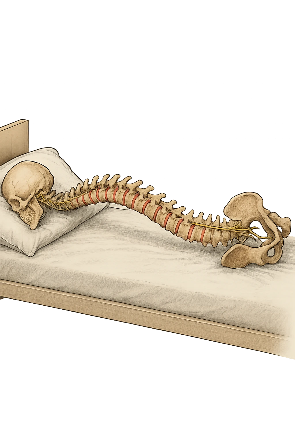 spina dorsale anatomica realistica dorme in un letto emoji