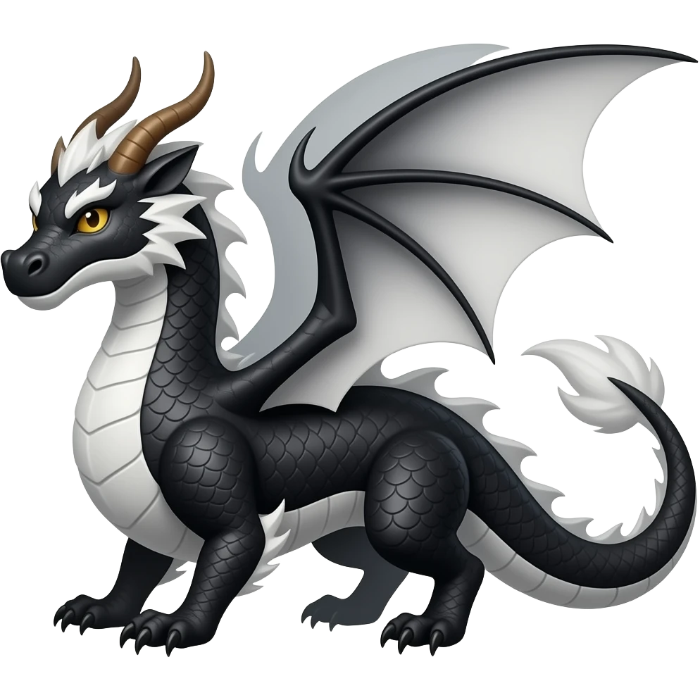 A DRAGON WITH BLACK  and white emoji