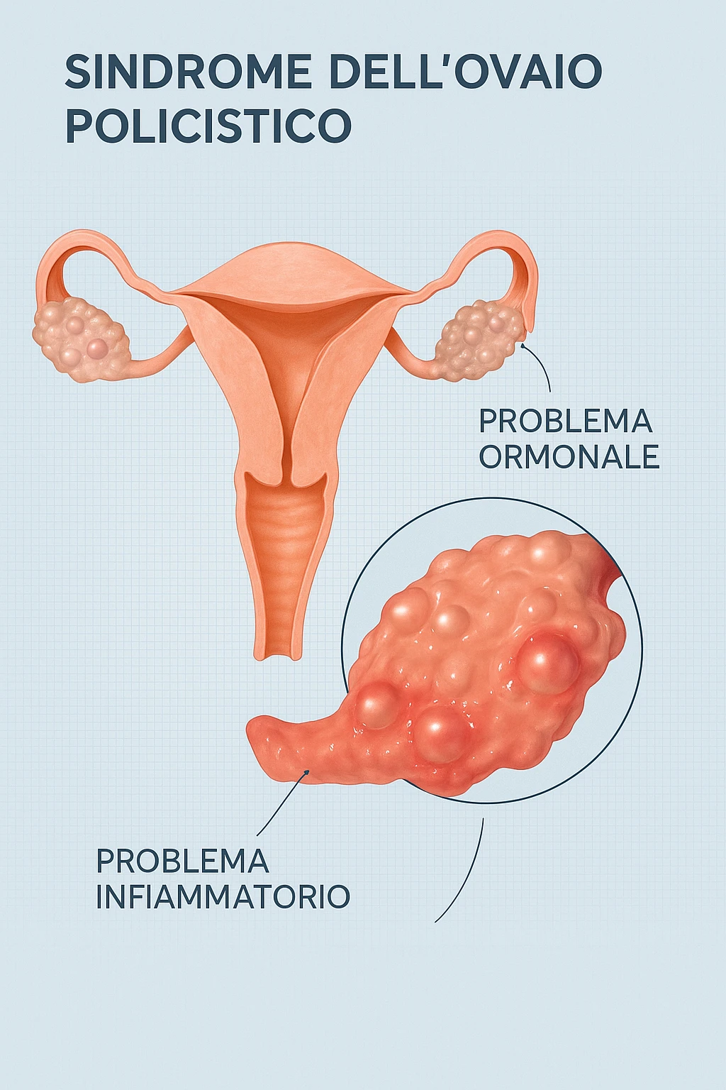 pcos con problema ormonale e infiammatorio SU DONNA in 3d in italiano emoji