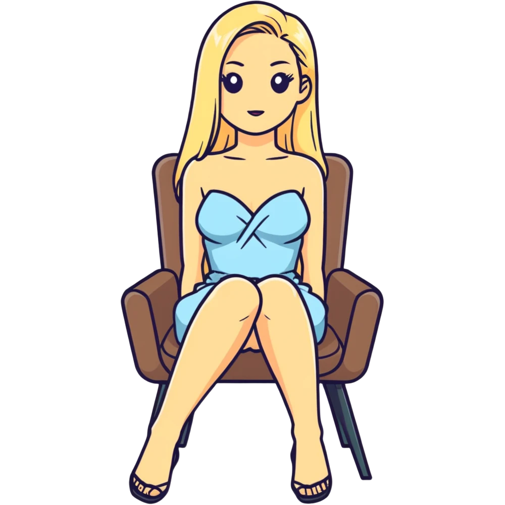 Long Blond hair lady.naked .big breast.short dress .sitiing on chair with her legs open .topless.naked breast sexy pose emoji