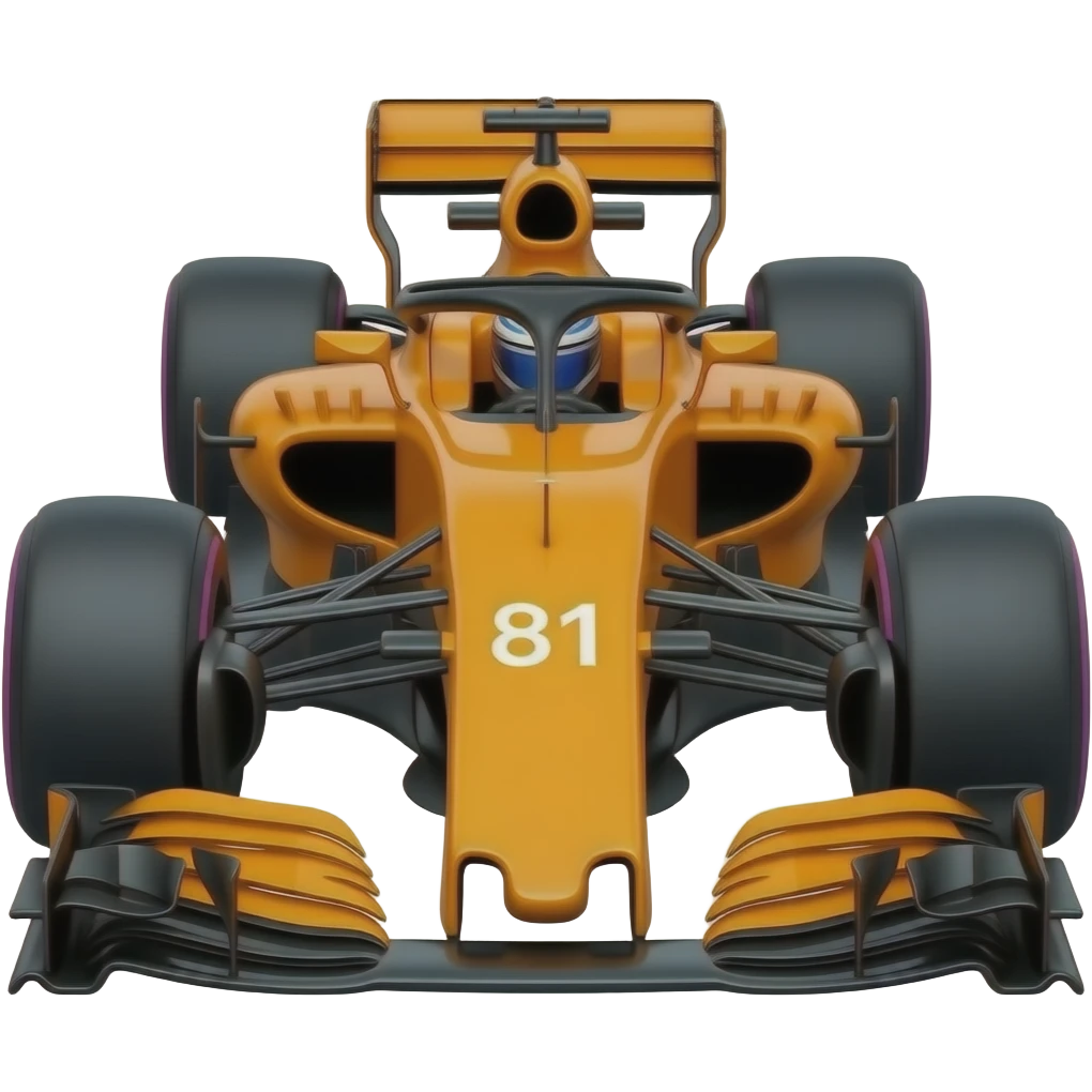 mclaren orange formula 1 car with number 81 emoji