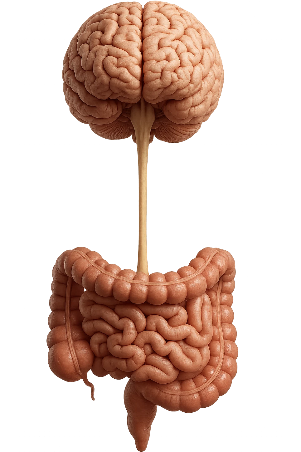 intestino e cervello sono collegati verticalmente, iperrealistico 4k emoji