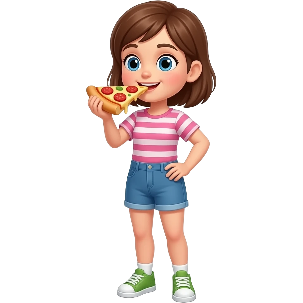 A girl is eating pizza emoji