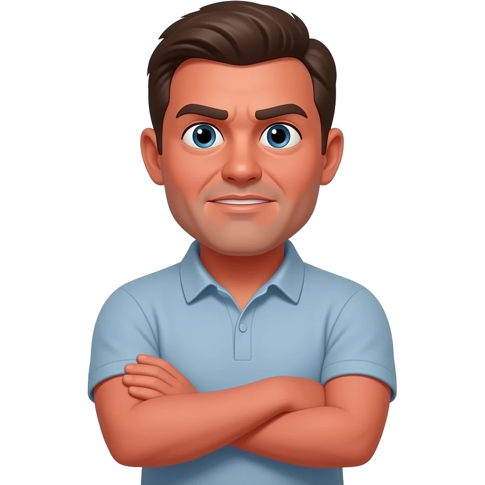 A mad emoji with arms crossed and red face emoji