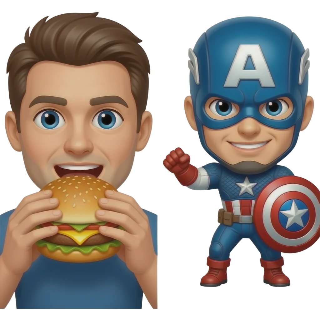 eating a cheeseburger and captain America steals it emoji