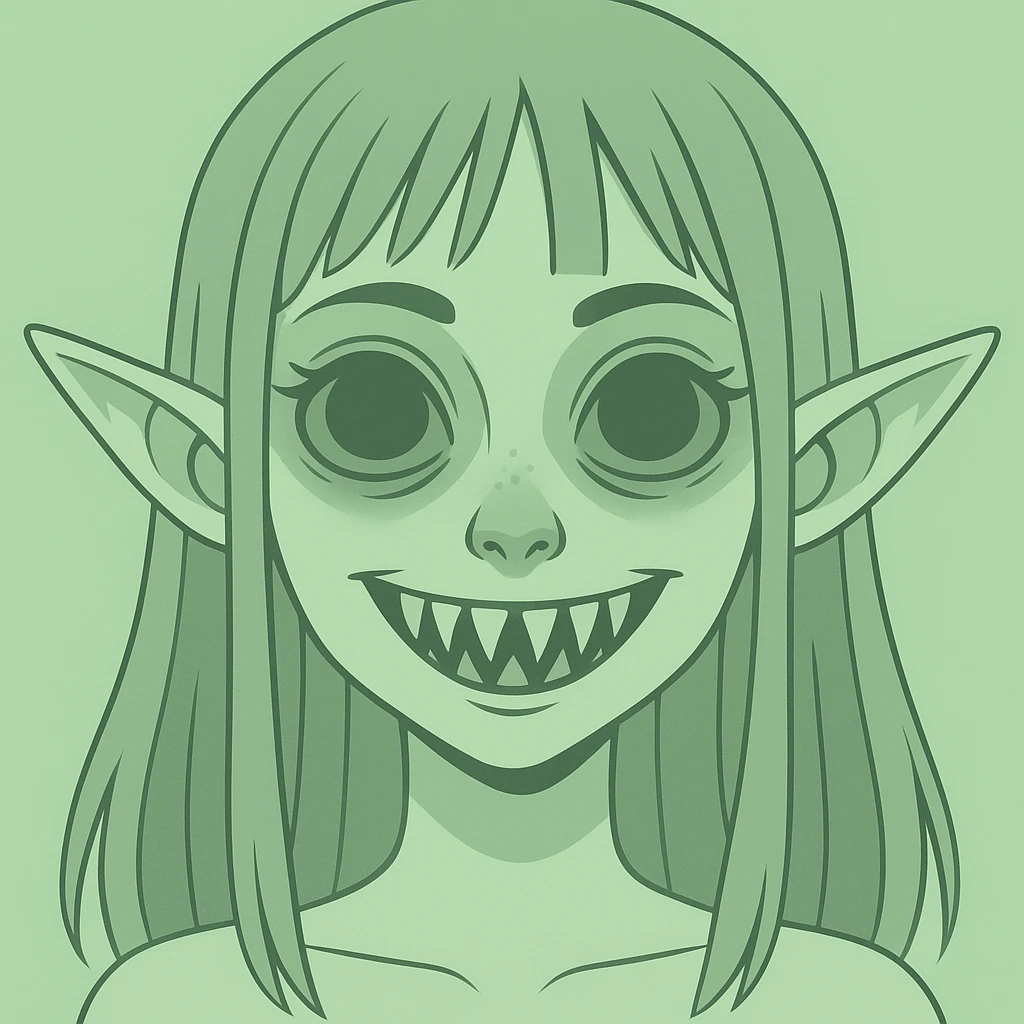 Make the pastel horror profile picture scarier and use a light green pastel color palette, keep it cute, expressive, and minimal, in the style of imagen-4-fast-KaUtLiSA10F style. emoji