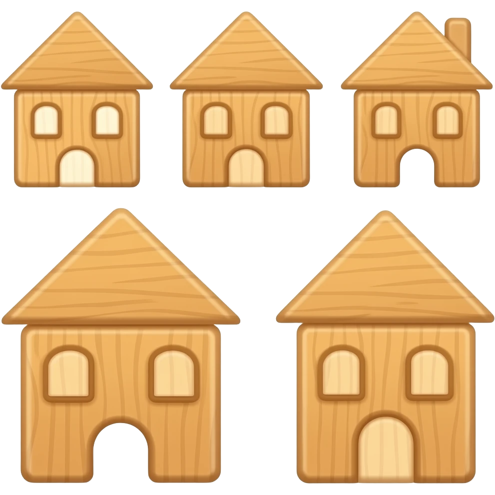 Wooden building block shapes emoji
