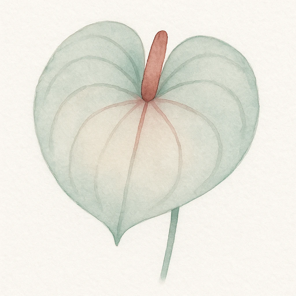 anthurium flower, top view, soft watercolor style, gentle blending emoji