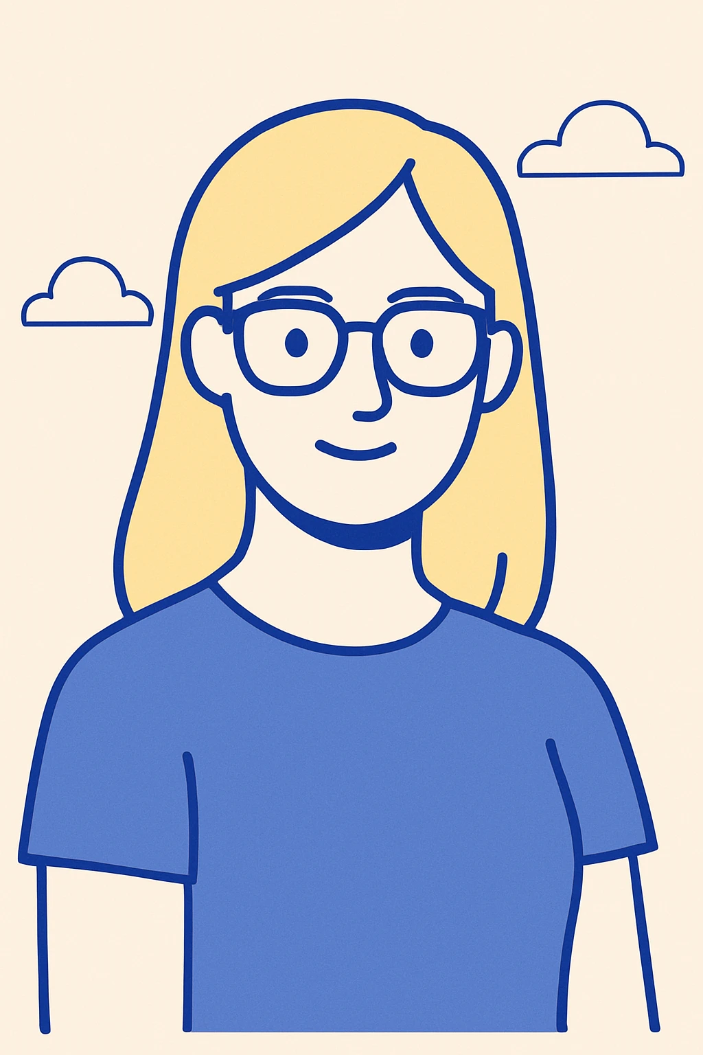 minimal flat design of a blonde woman with glasses emoji
