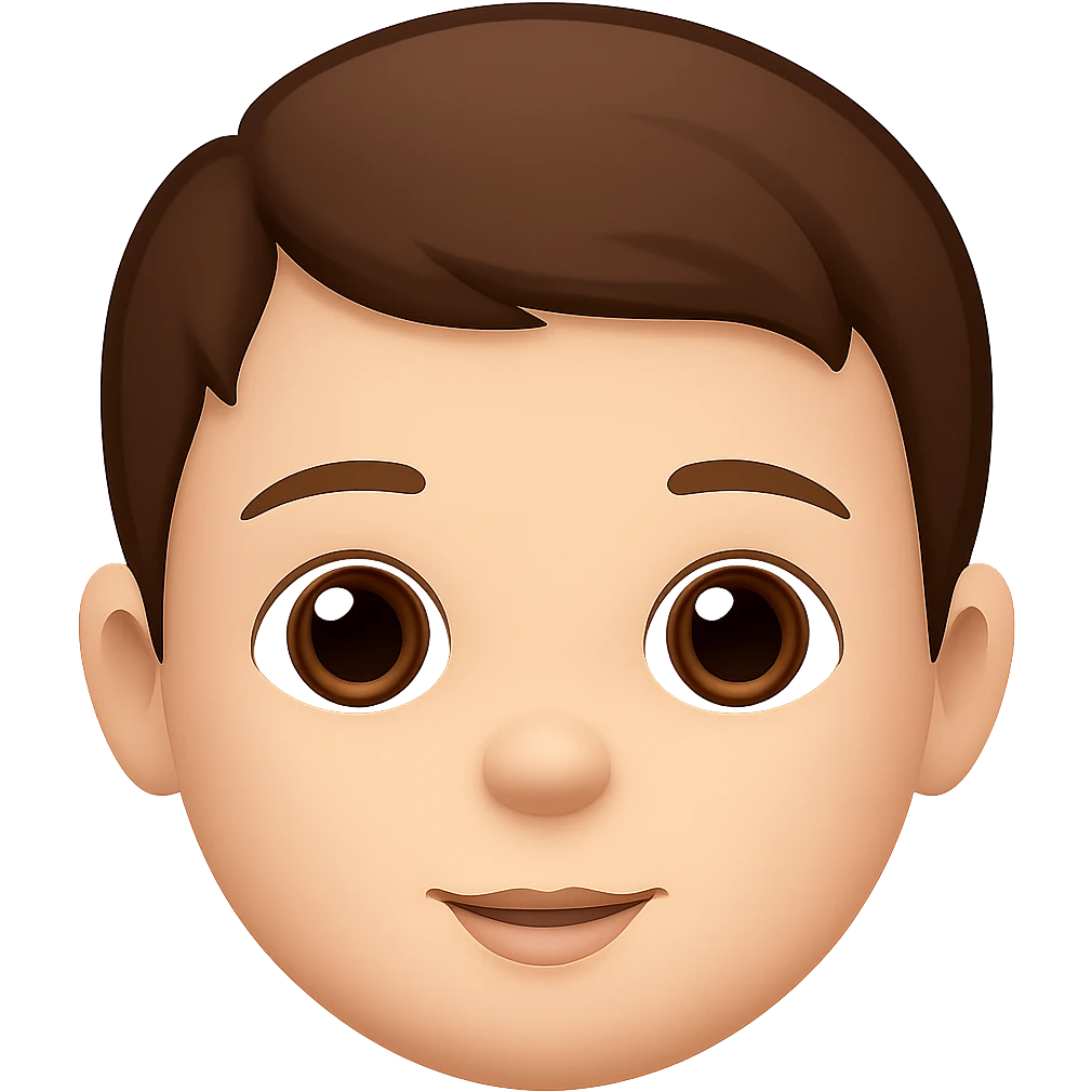 Edit the emoji style baby face to have brown hair with no background. Keep the emoji style consistent and the background transparent. emoji