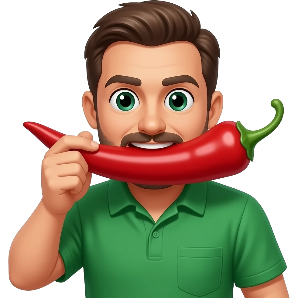 green cloth man eating very larger Chilli emoji