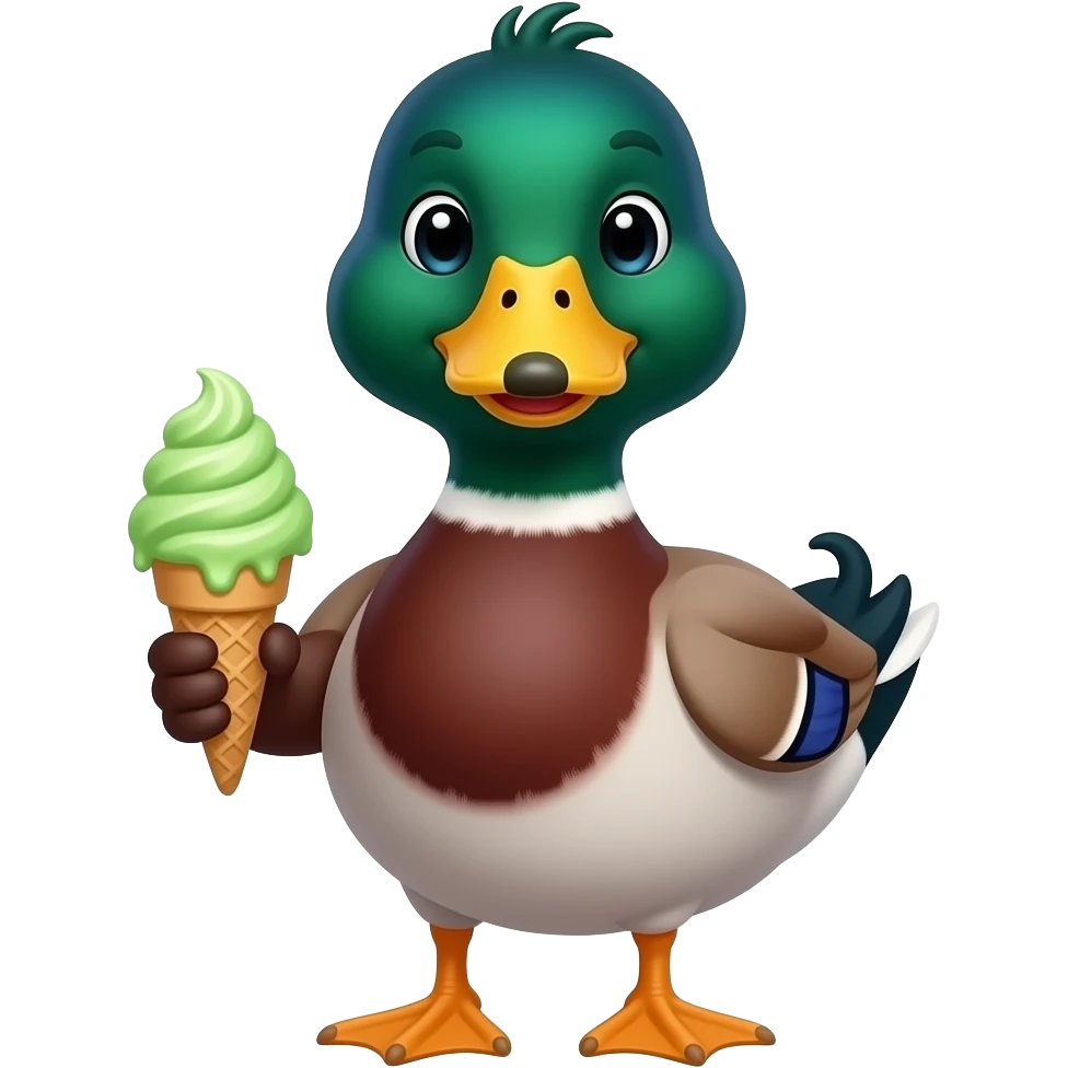 standing duck and hold green ice cream front view emoji