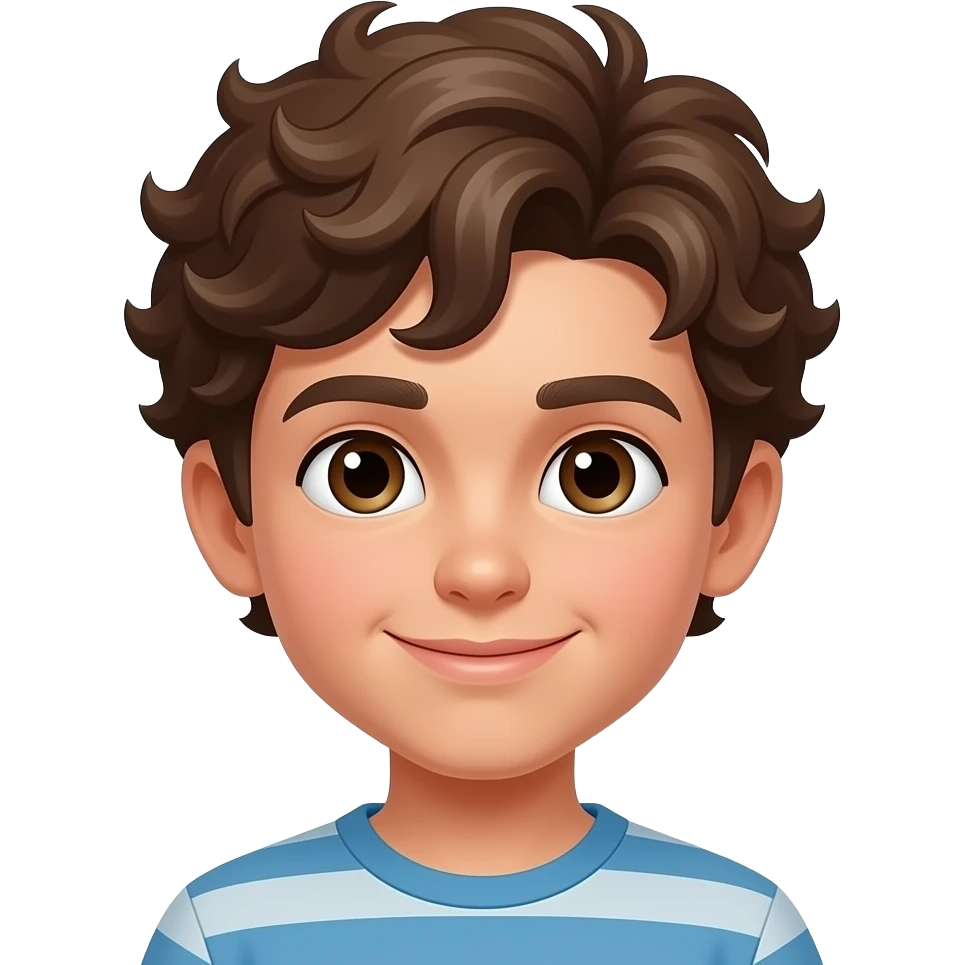 Garçon avec les cheveux bouclé brun emoji