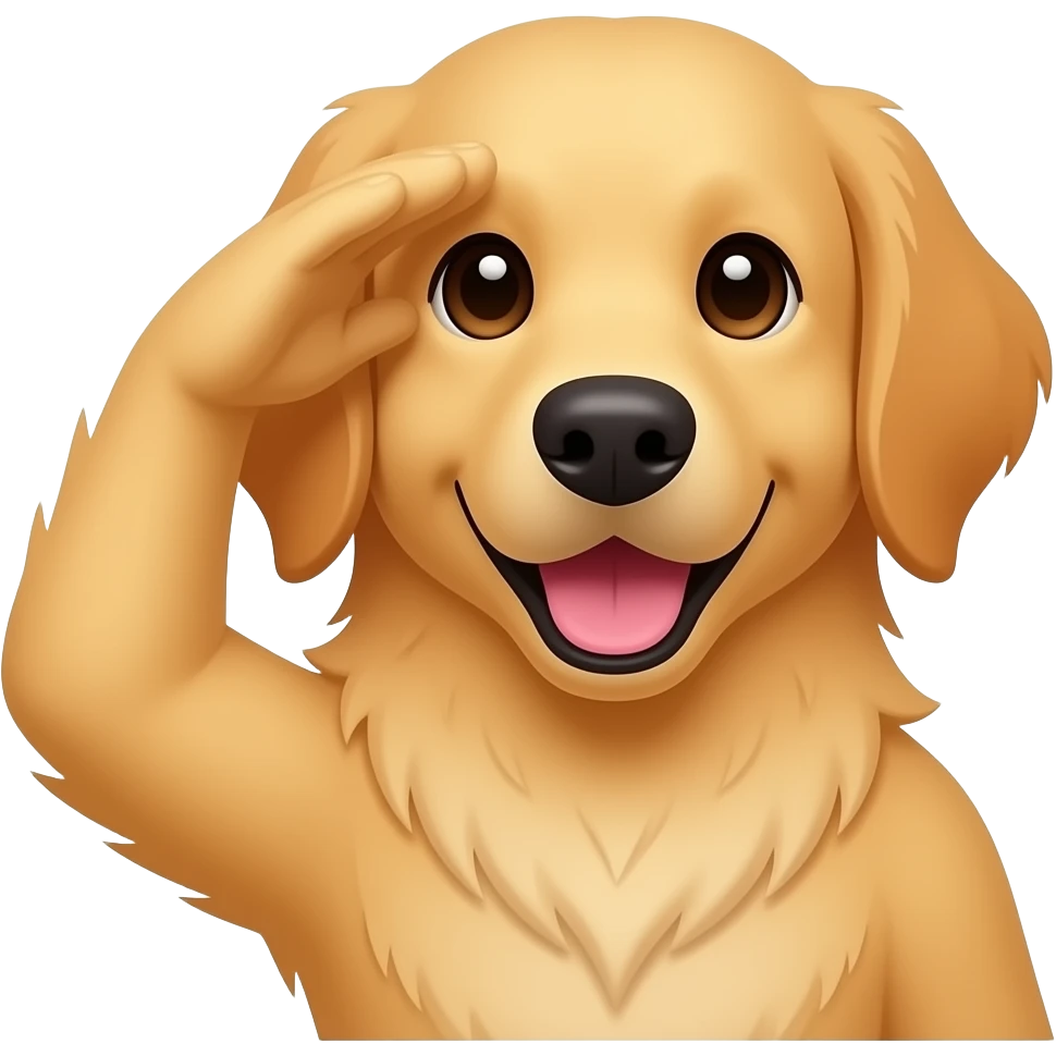saluting golden retriever torso and head emoji