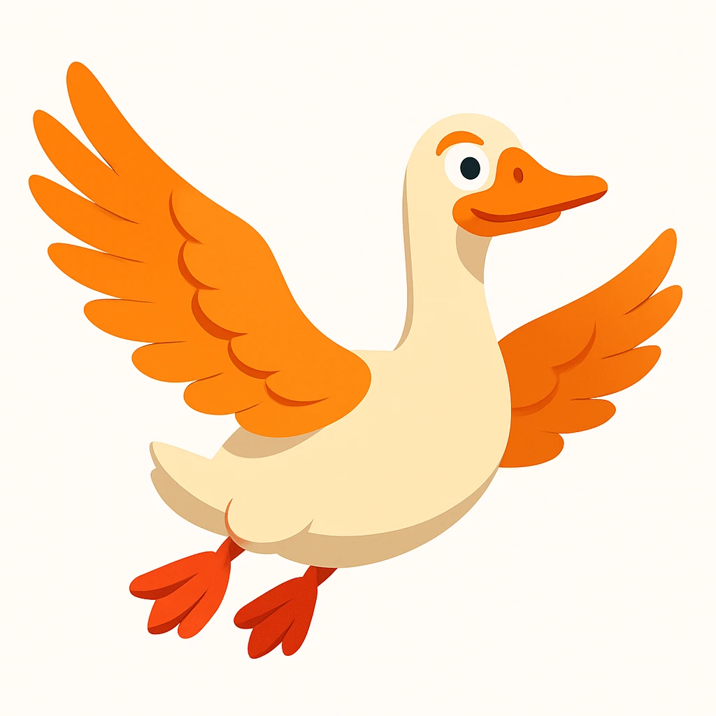 Render the image in a 3D cartoon style focusing solely on the goose. Remove all bombs and any elements that do not belong to the goose. Use a clean white background. emoji