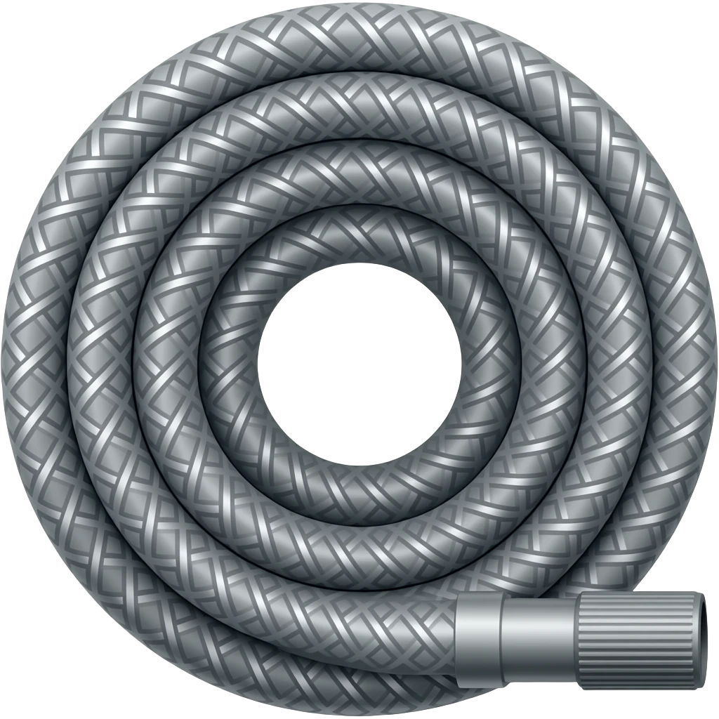 industrial Hose coil with cam and groove end pointing right emoji