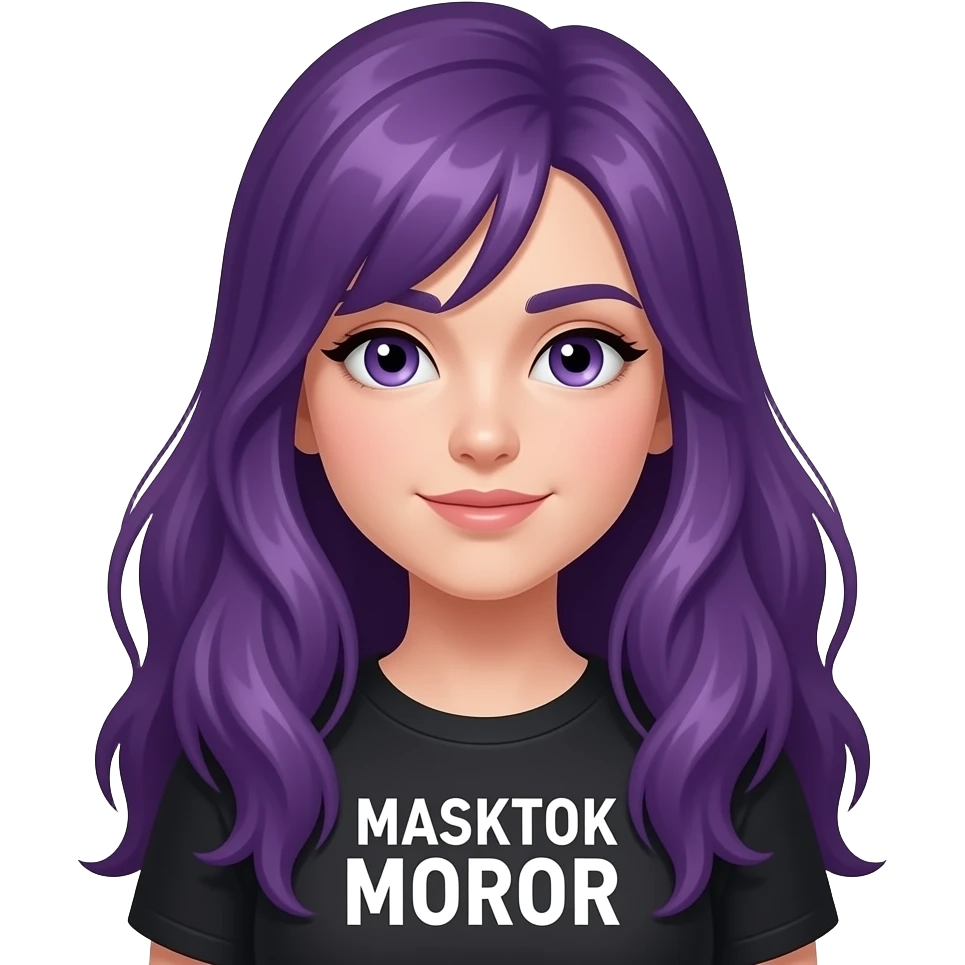 girl with long purple hair with a MASKTOK MOROI sign emoji