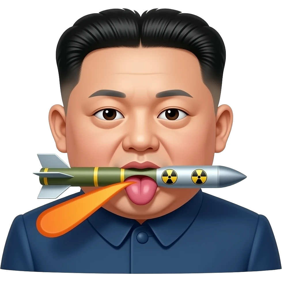 kim jong un entrain de sucer un missile nucleaire avec la langue emoji