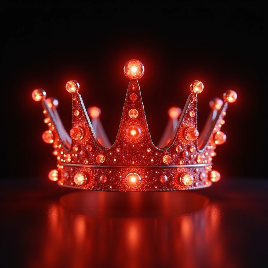 realistic glowing red crown with gems, luxury, sparkling effect emoji
