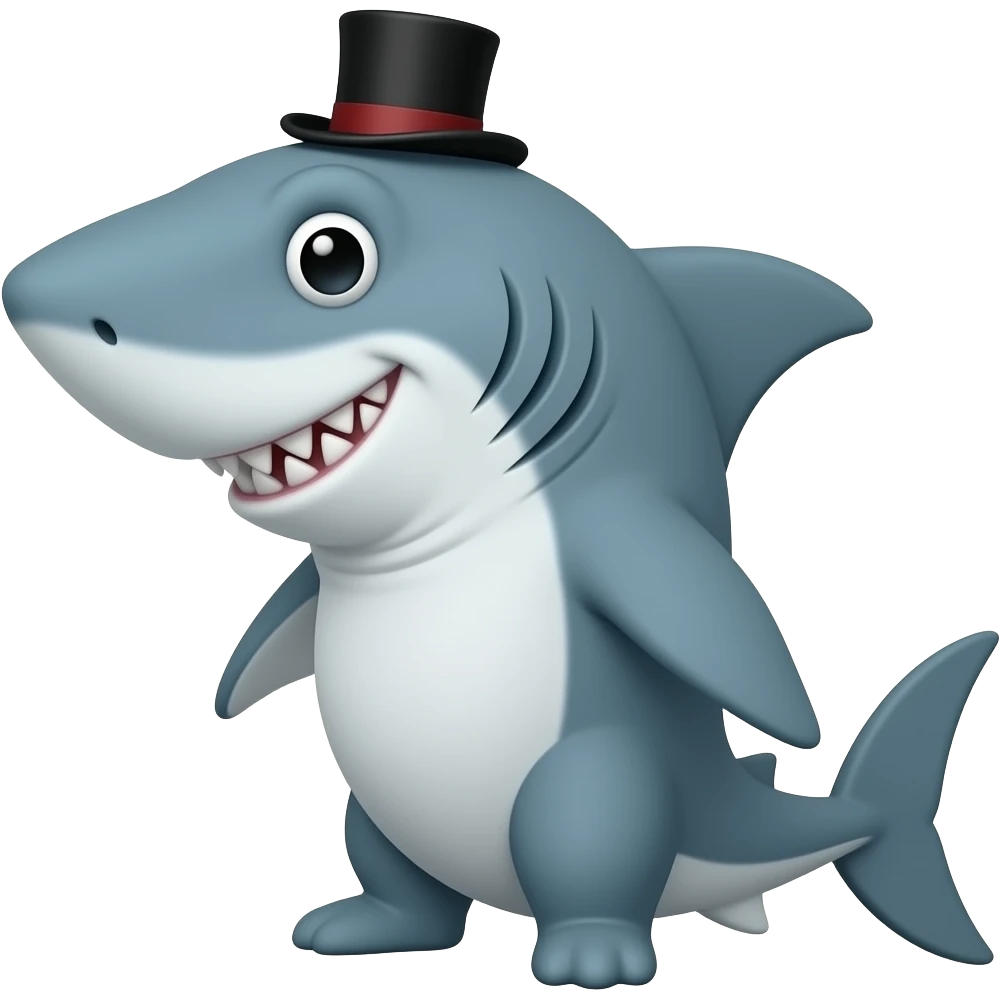Shark with a top hat emoji