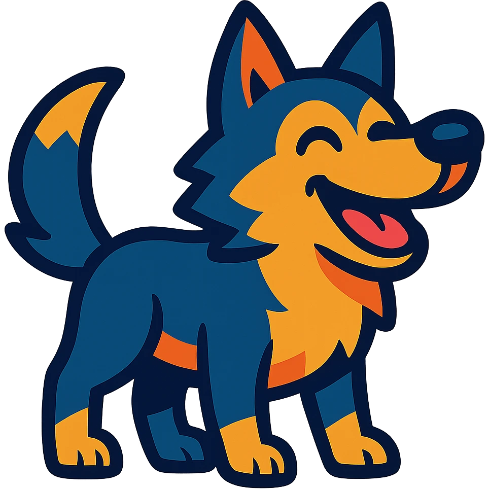 happy wolf in vibrant toon style emoji