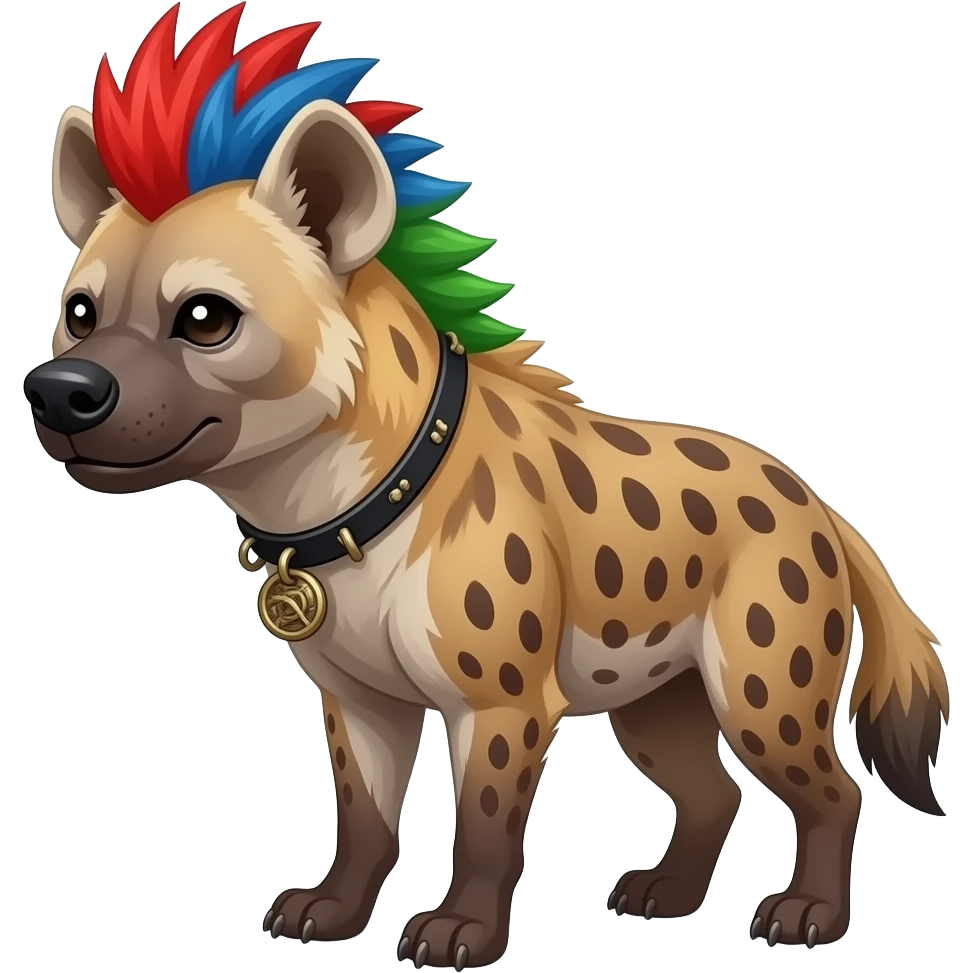 hyène punk cheveux rouge bleu vert qui dit merci emoji