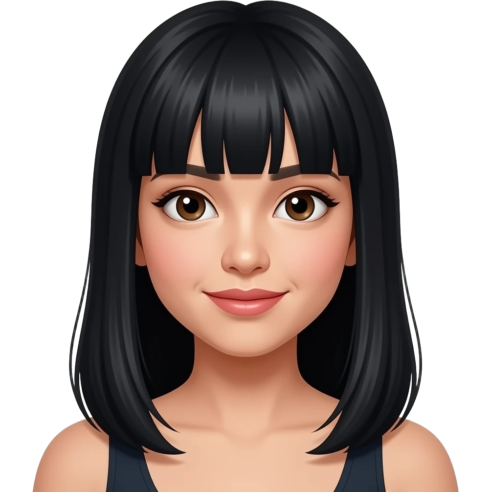 Southeast Asian women with bangs and l9ng black hair, cute and sexy emoji
